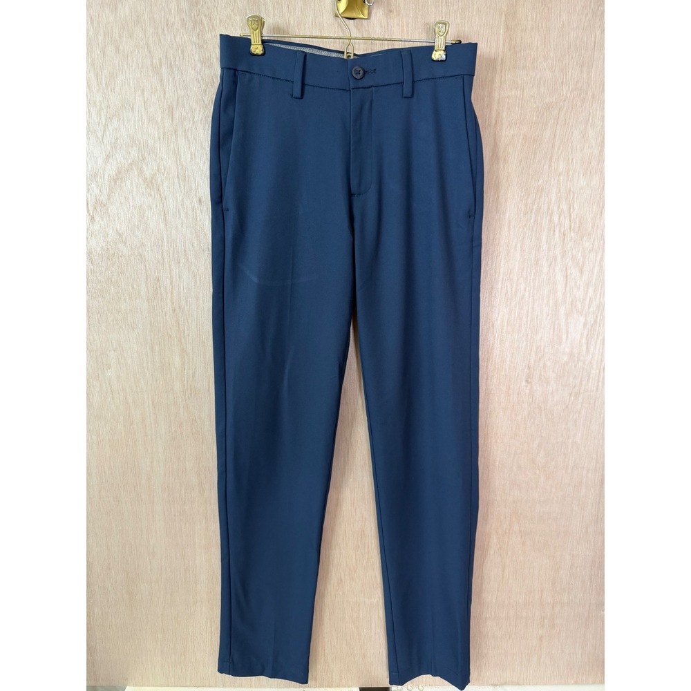 Haggar Mens Dress Pants Navy Blue Flat Front Straight Leg 29x32 Trousers